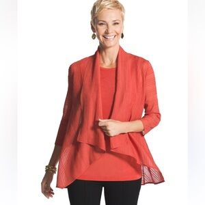 Chico's Burnt orange Travelers Collection Waterfall Cardigan
